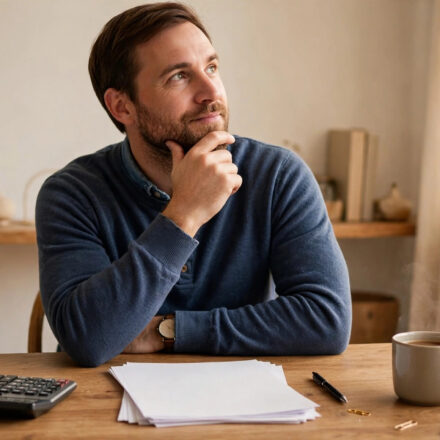 US small business owner researching LLC taxes USA on a laptop with a calculator and tax forms