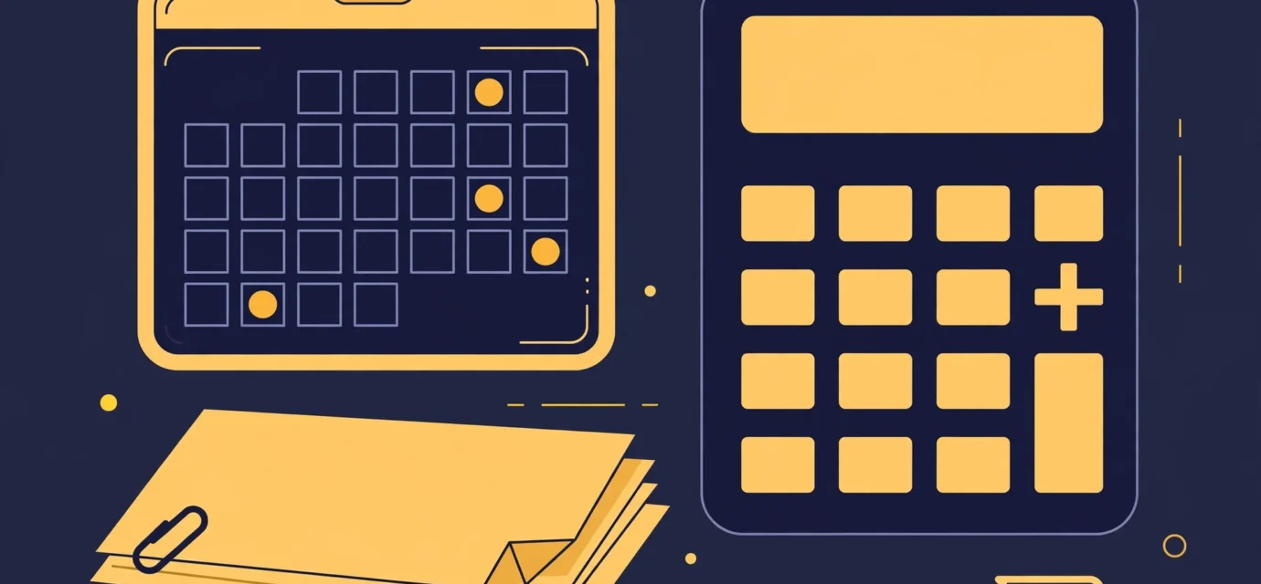 Quarterly taxes for LLC owners, calendar with IRS due dates and tax forms on a desk