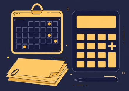 Quarterly taxes for LLC owners, calendar with IRS due dates and tax forms on a desk